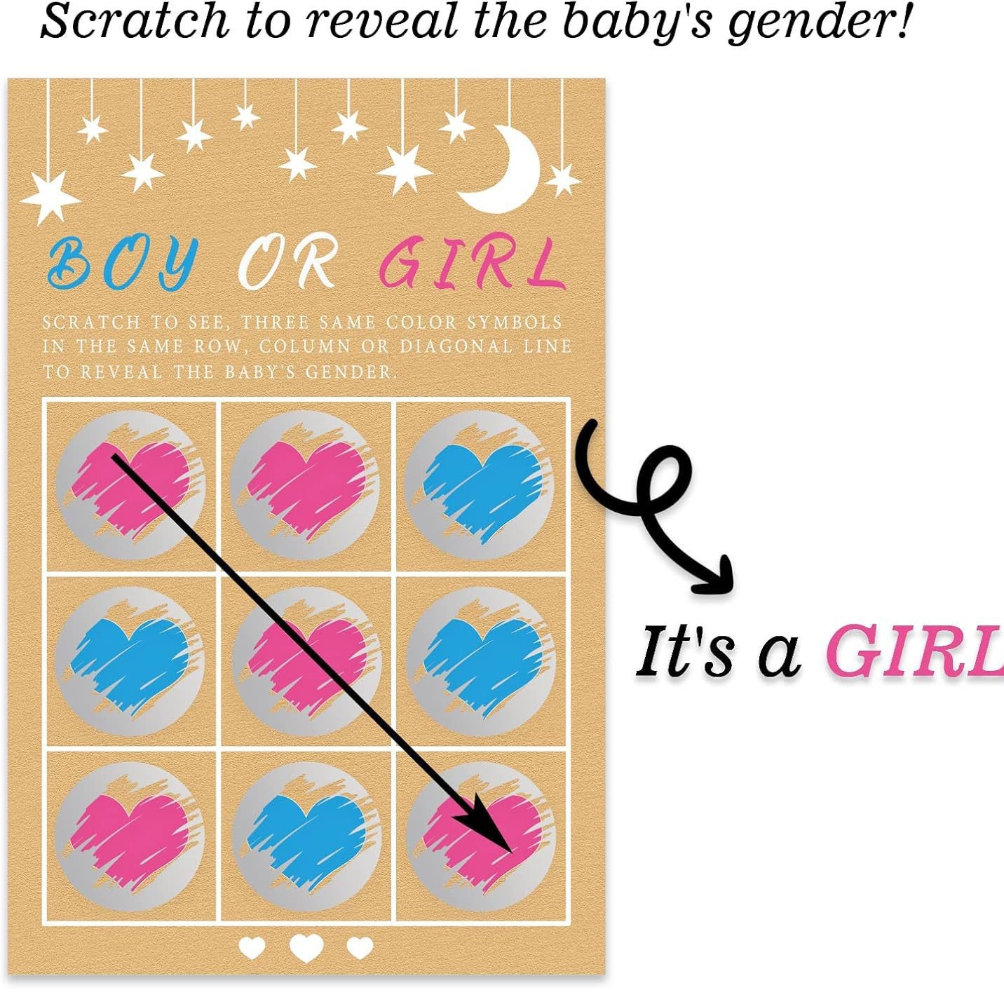 Its a Girl Gender Reveal Gender Guess Girl Guess Boy Scratch Card Family Friend Shower Game Card