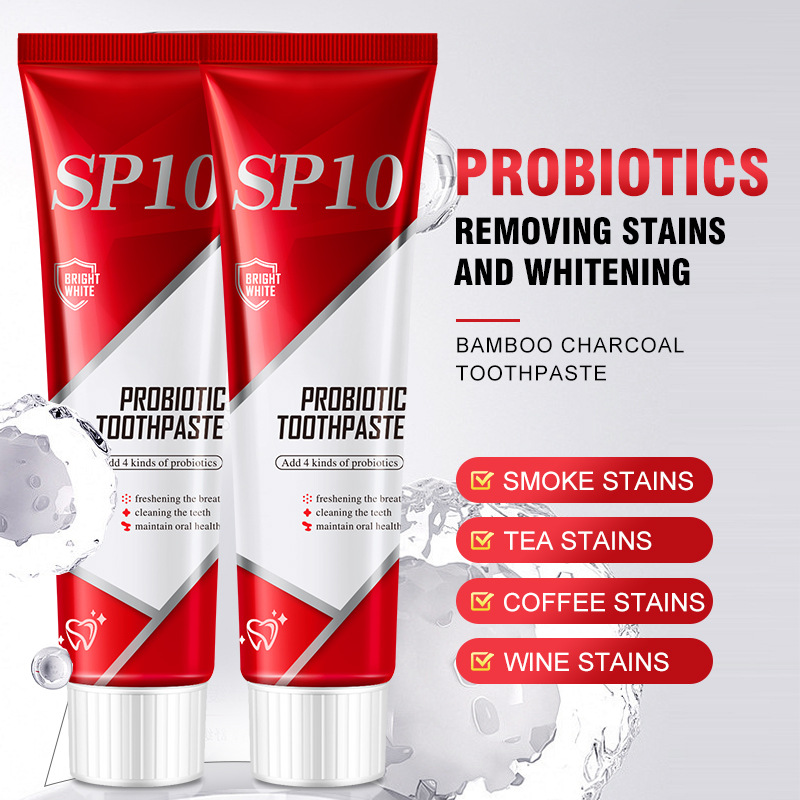 [Cross-Border Ready Stock] Unbranded Sp-10 Toothpaste for Whitening, Stain Removal, Fresh Breath, English Version Sp10 Toothpaste 100g