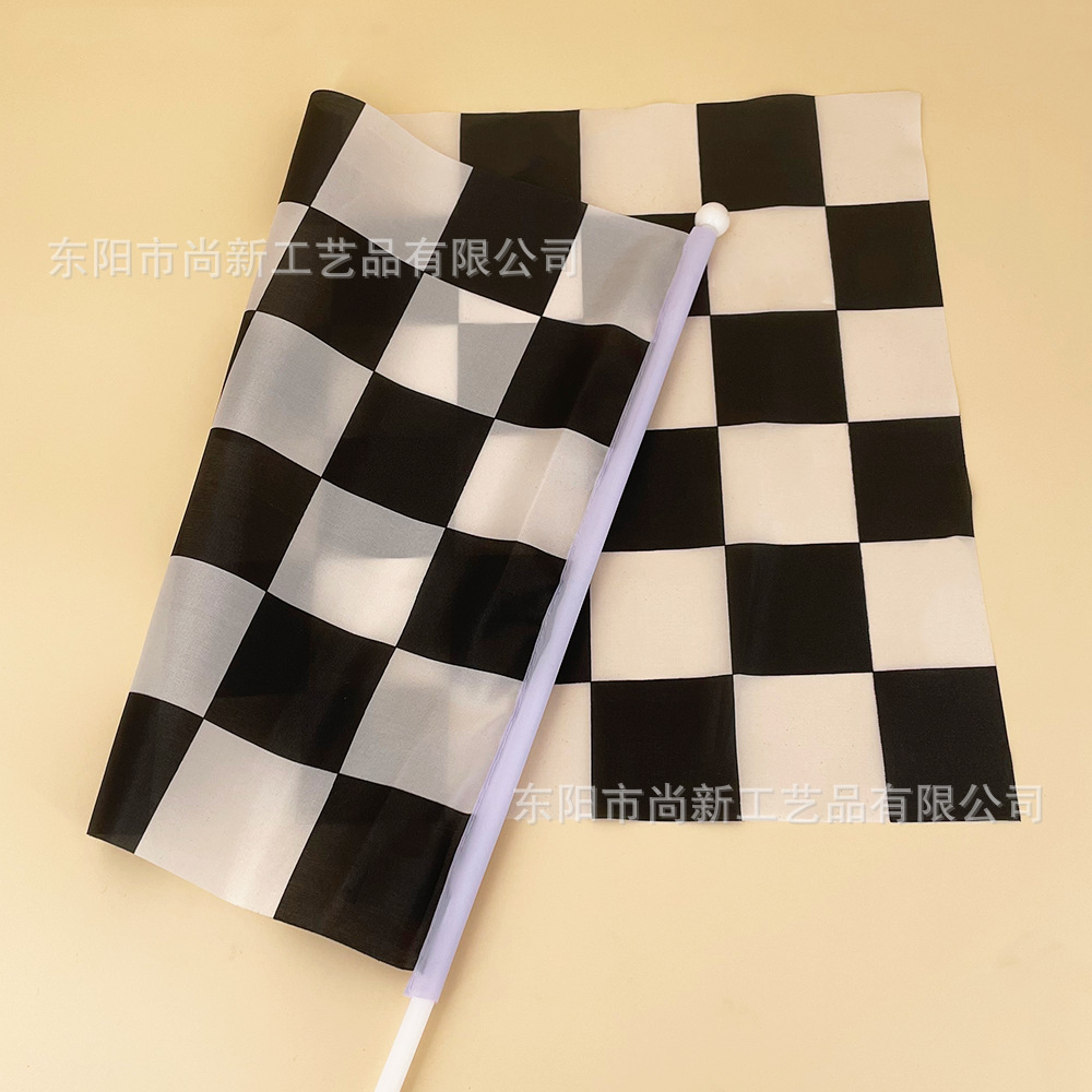 Cross-border in stock black and white racing hand-waving flag black and white race flag black and white polyester flag