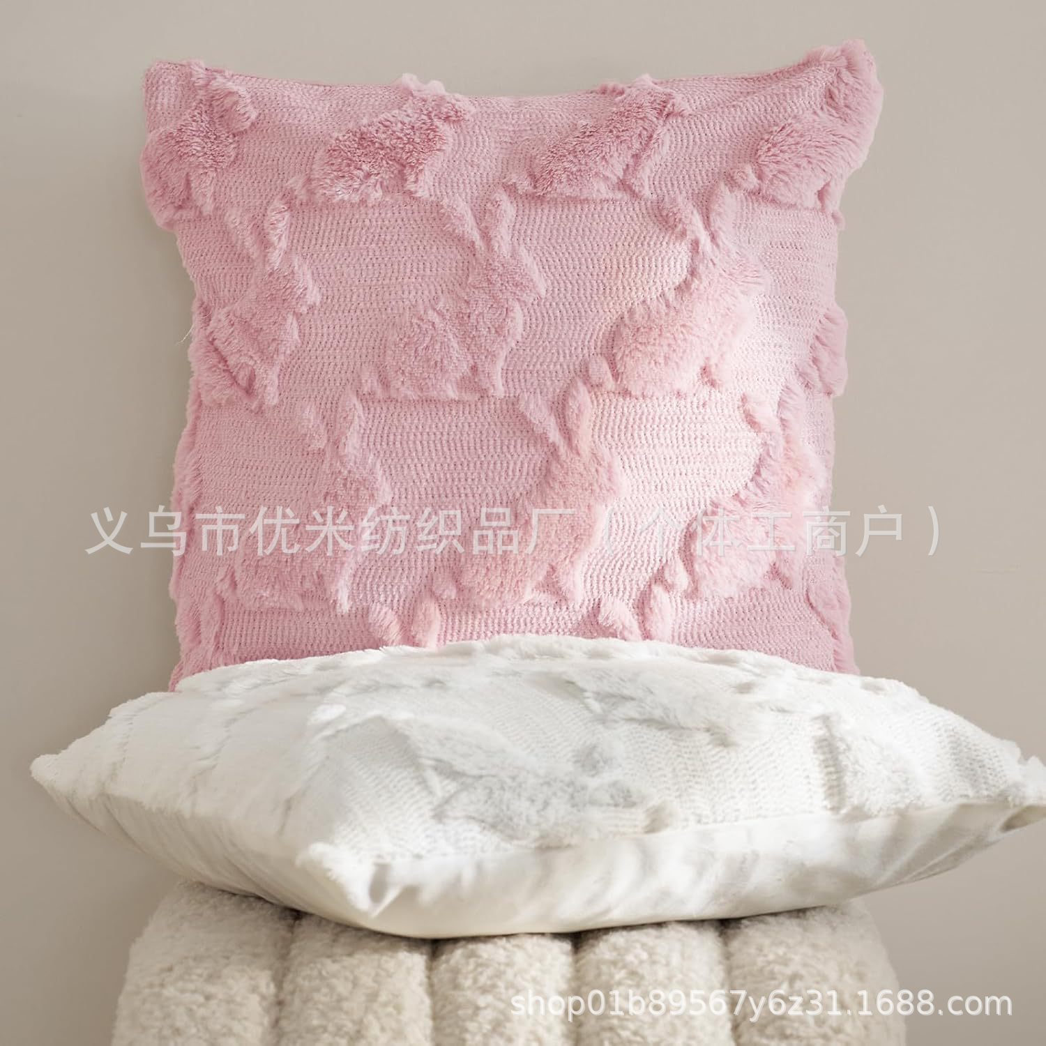 Cross-Border New Easter Rabbit Pillow Case Three-Dimensional Plush Sofa Pillow Bedside Pillow Cushion Cover Wholesale