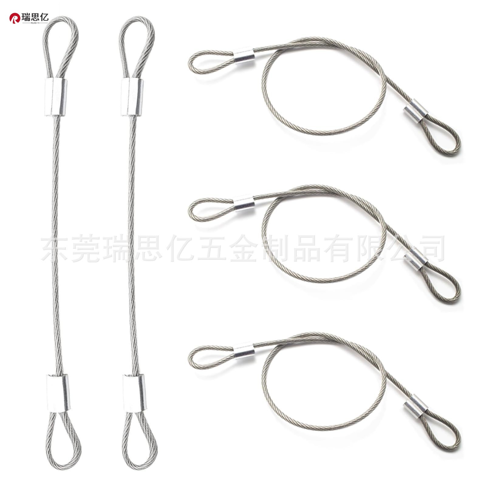 Оцинкованный стальной трос 304 с зажатым алюминиевым концевым зажимом, крючок для стального троса