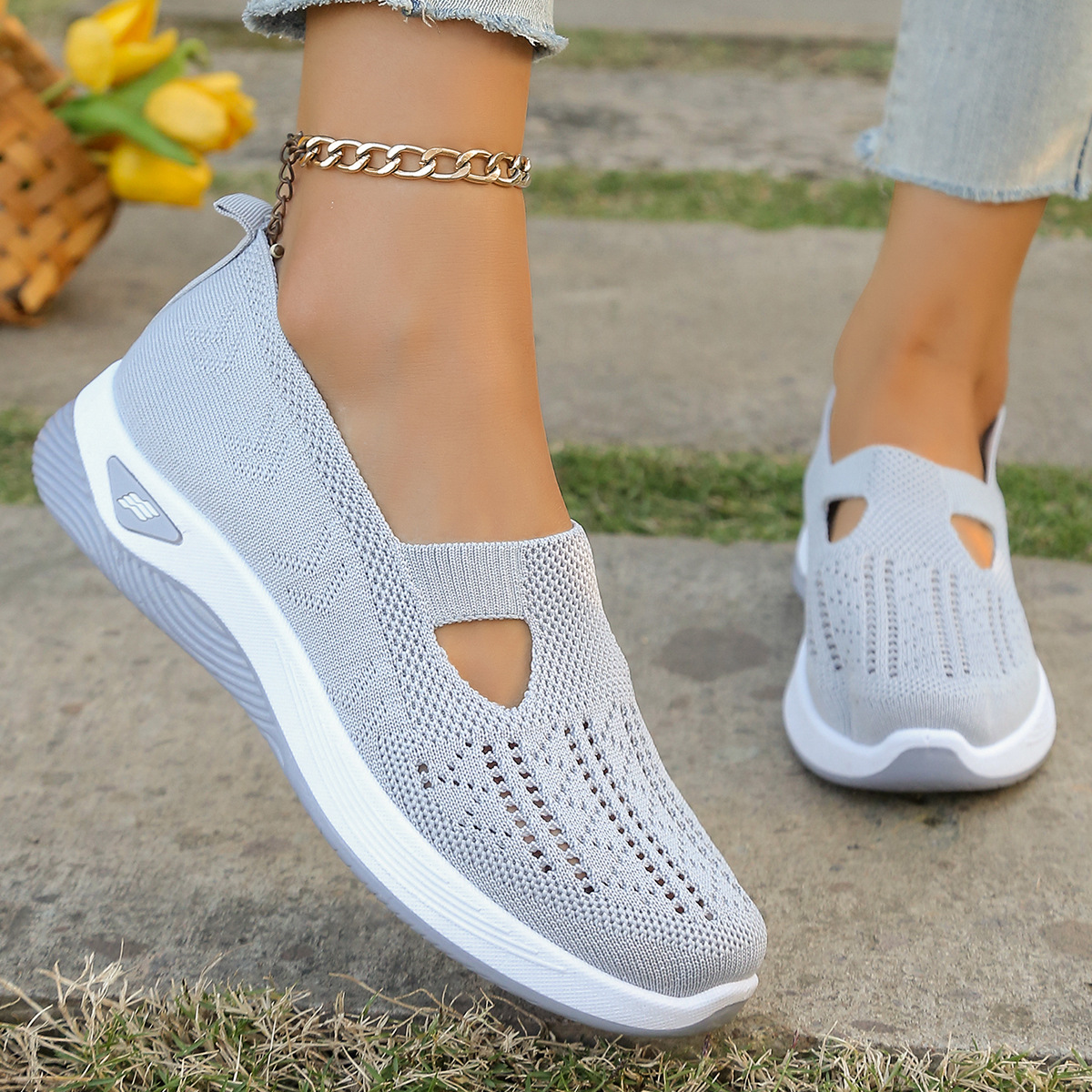 Temu Cross-Border Women's Shoes Casual Shoes Factory Soft Sole Breathable Fashion Mom Shoes Sports Shoes Women's Delivery
