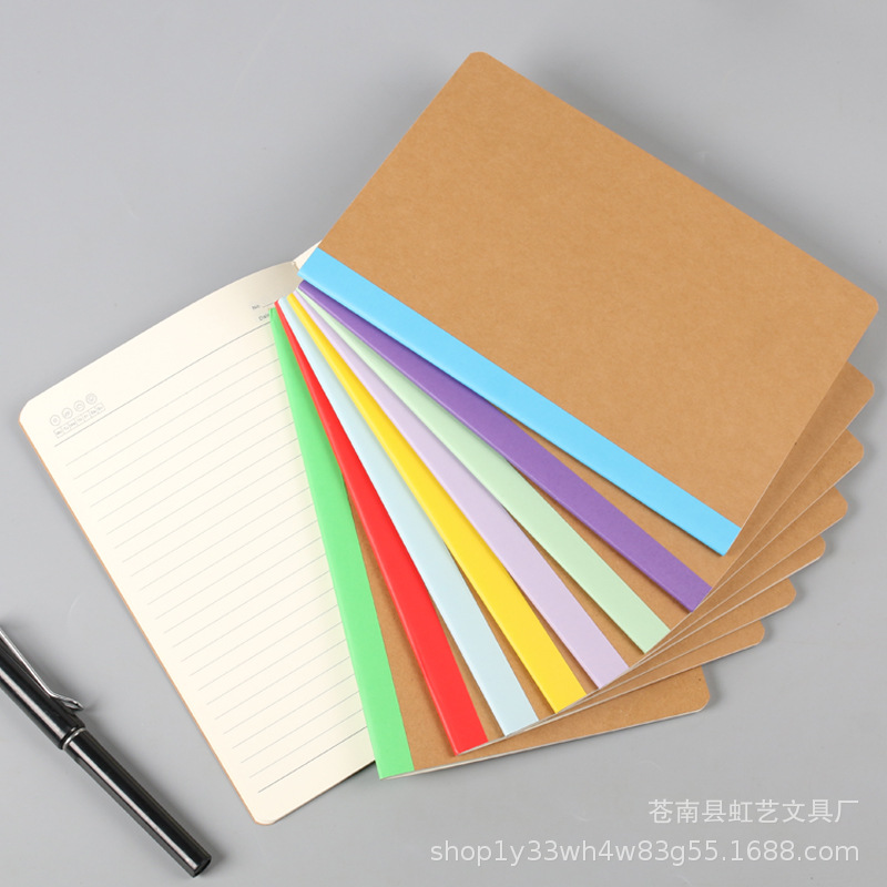 Wholesale A5 solid color Kraft paper exercise book rainbow color back strip car line notepad