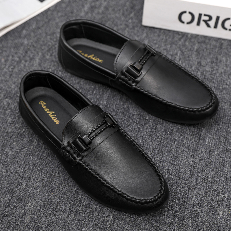 Doudou Shoes Men's Summer 2025 New British Style Business Casual Leather Shoes One-Leg Driving Soft-Soled Loafers Trbottomy Shoes