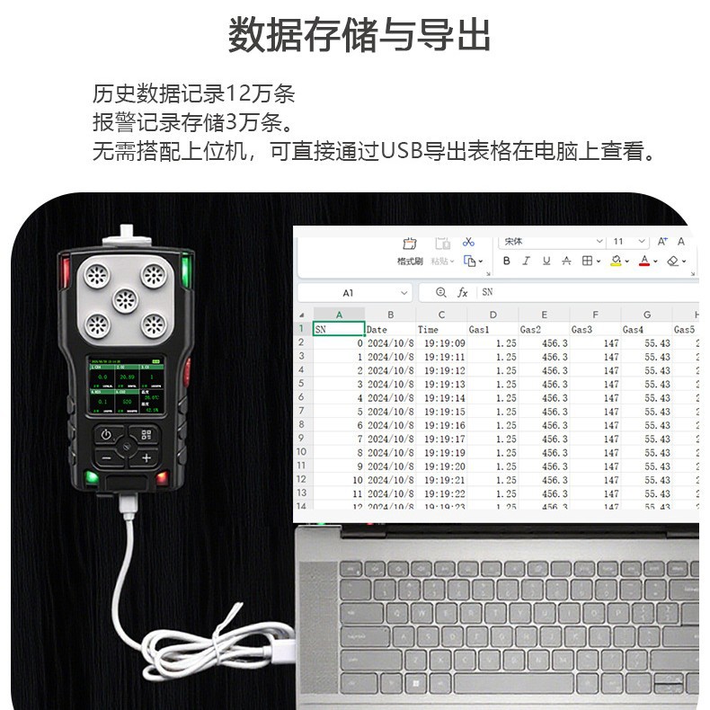 Four-In-One Gas Detector Portable Hydrogen Helium Monitoring Toxic and Harmful Combustible Gas Detection Alarm
