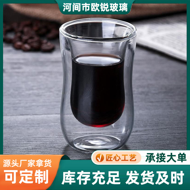 Thin waist coffee insulated cup double-layer European juice Milk Cup double-layer glass transparent tea beauty Cup