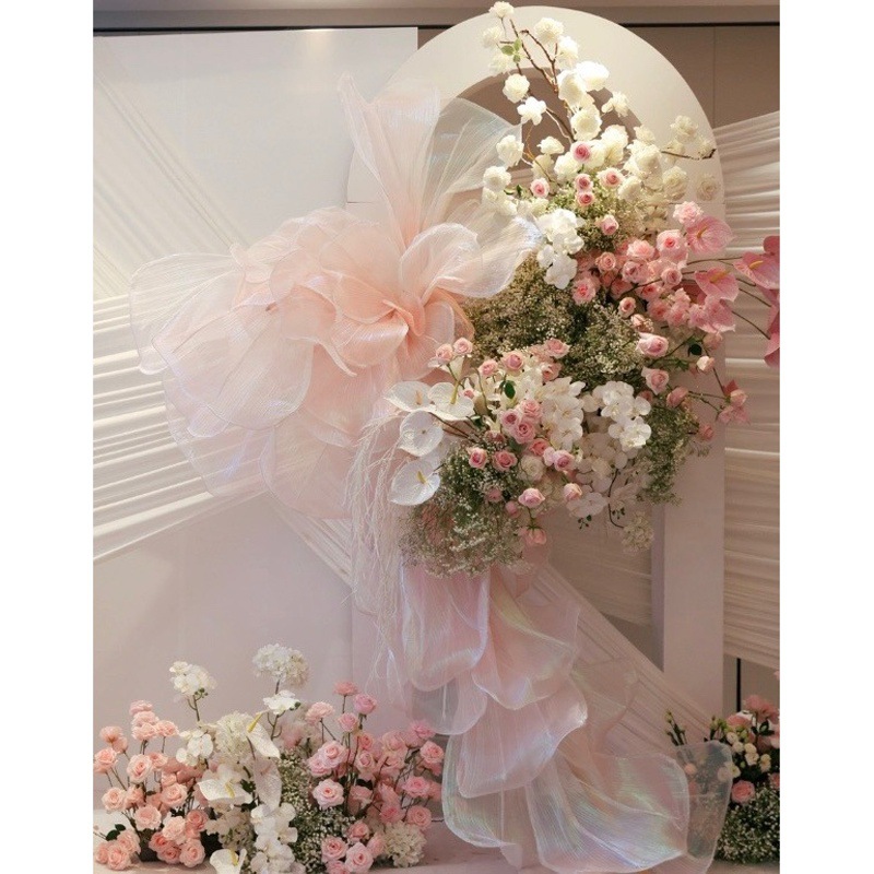 Гигантская цветочная шелковая органза для свадебного декора, фоновая занавеска для окна, цветочная бумажная арт-работа