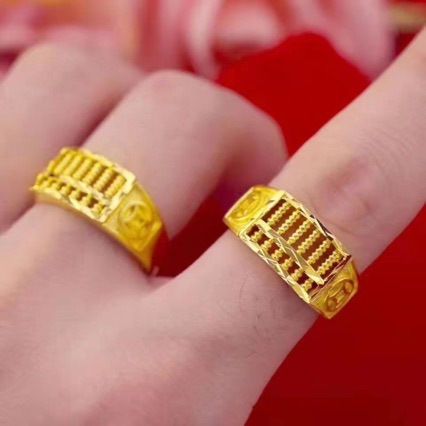 High Imitation Gold Plated Abacus Ring Men's Fashion Lucky Ring Opening Adjustable Gold Ring
