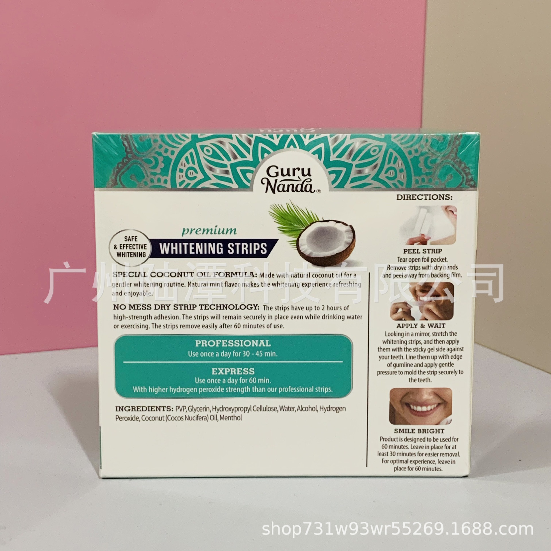 Tk Cross-Border Guru Nanda Tooth Strips Coconut Oil Mint Whitening Tooth Strips 14Pcs Cleaning Remove Yellow Stains White Wholesale