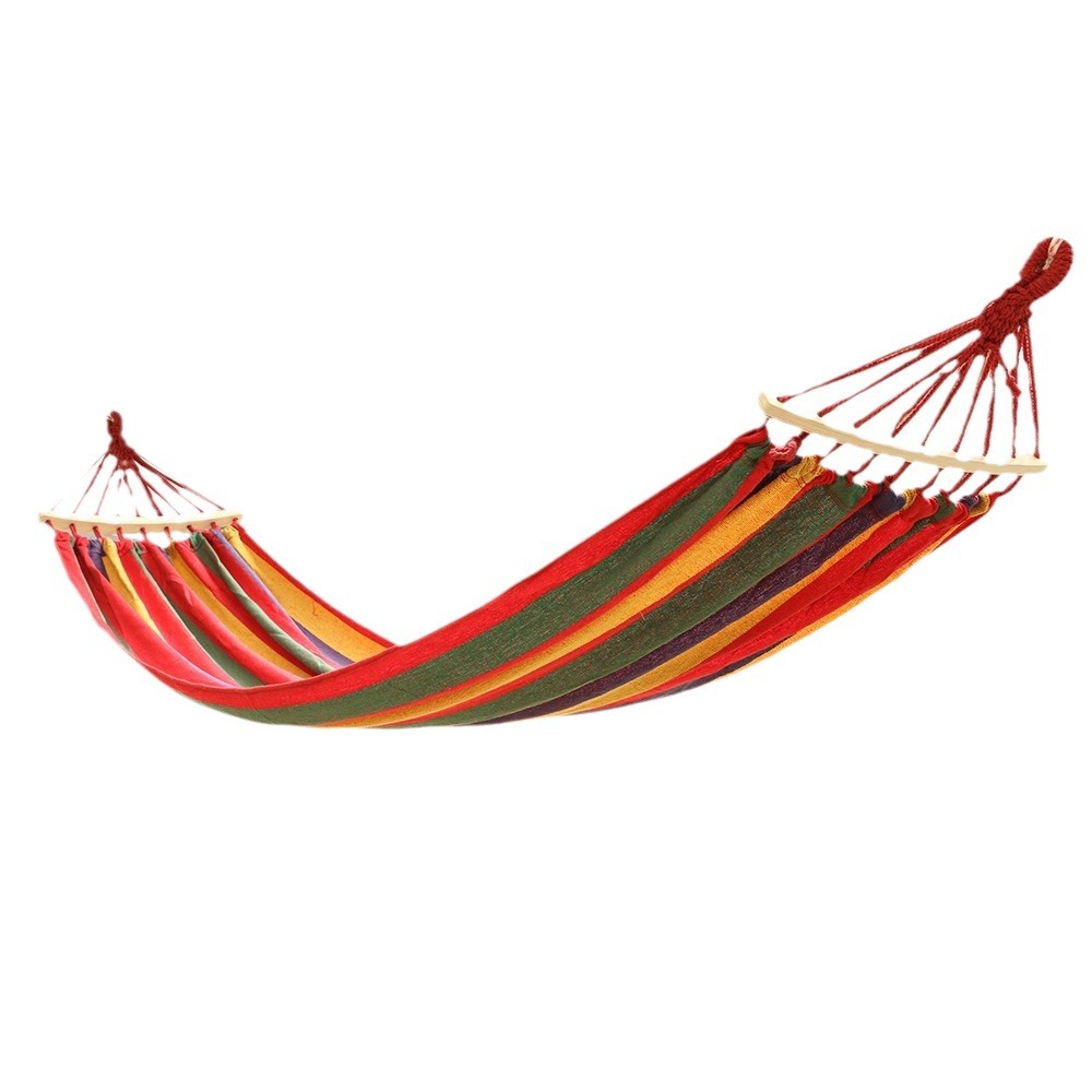 Outdoor Hammock Swing Camping Camping Supplies Wooden Stick Bend Stick Anti-rollover Canvas Hammock Wholesale Children Double Single