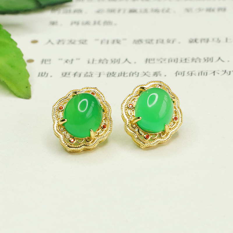 Серьги из ледяного зеленого халцедона и красного агата, женский национальный стиль, оптовая продажа, дропшиппинг S4013008