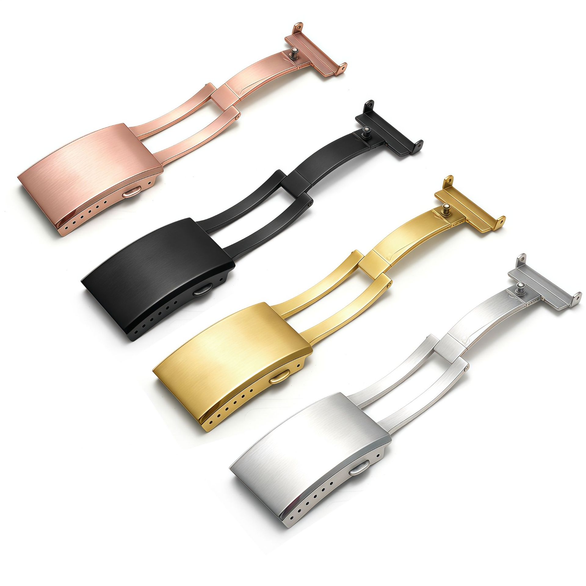 High-Grade 304 Stainless Steel Watch Buckle 18/20mm Adjustable Double-Press Butterfly Buckle Double Snap Watch Accessories Can Be Customized