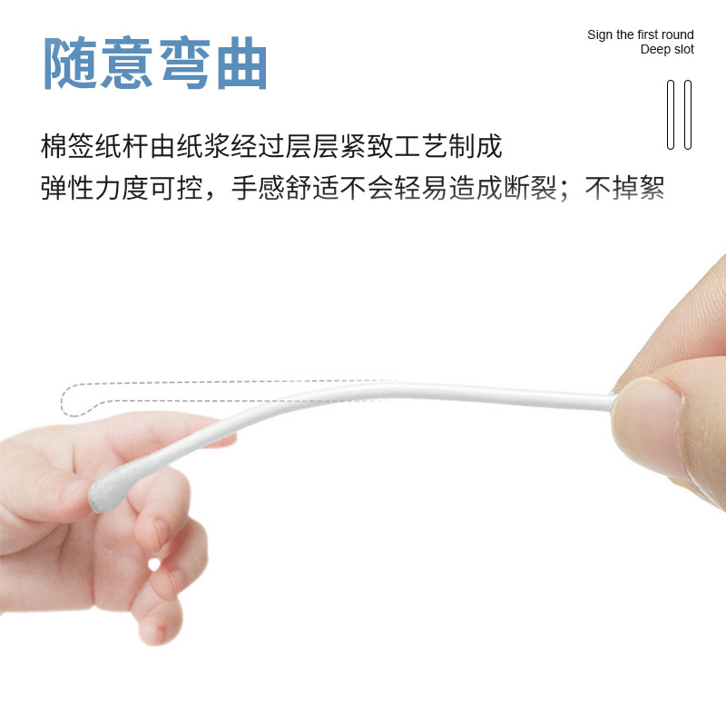 200 Frosted Box Spiral Round Ear Spoon Cotton Swab Fine Paper Stick Double-Ended Baby Ear Spoon Cotton Swab Spiral Head Cotton Swab in Stock