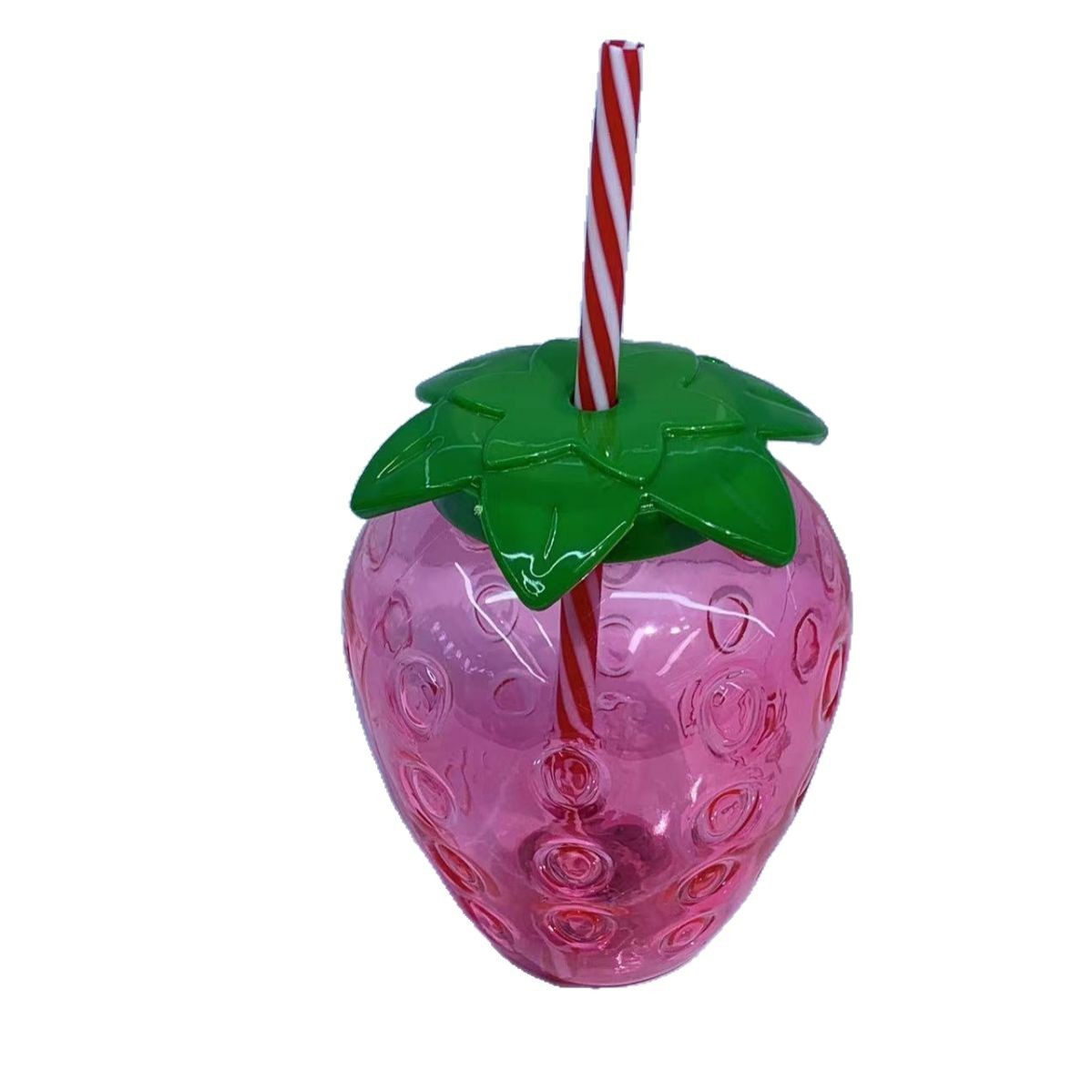 Factory direct net red creative PET500ML strawberry cup luminous plastic pineapple juice cup strawberry straw cup