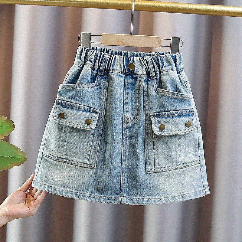 джинсовая юбка для девочек лето новый стиль 2025 для средних и больших детей повседневная модная короткая юбка