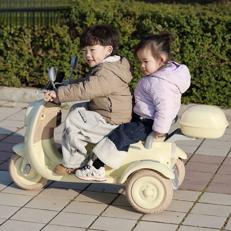 Children's Electric Tricycle Rechargeable Adult Remote Control Motorcycle Double Male and Female Baby Child Electric Car All in One