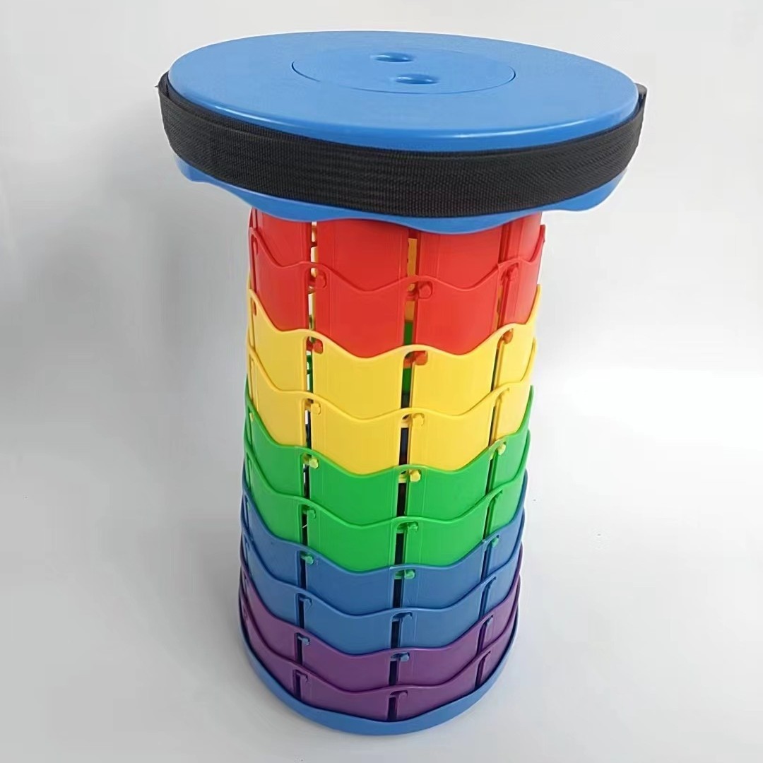 Folding Stretch Outdoor Travel Travel Travel Stall Fishing Portable Storage Shoulder Rainbow Folding Stool