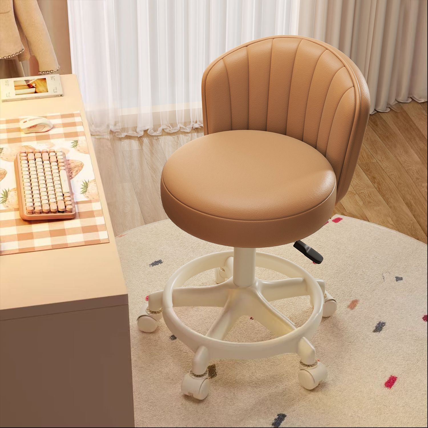 Makeup Chair Home Computer Chair Dressing Table Swivel Chair Beauty Nail Art Pulley Stool Liftable Backrest Chair Mute