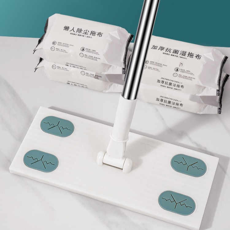 Electrostatic Dust Removal Paper Mop for Household Multifunctional Flat Mop, Hand-Wash-Free Rotating Dry and Wet Disposable Lazy Mop