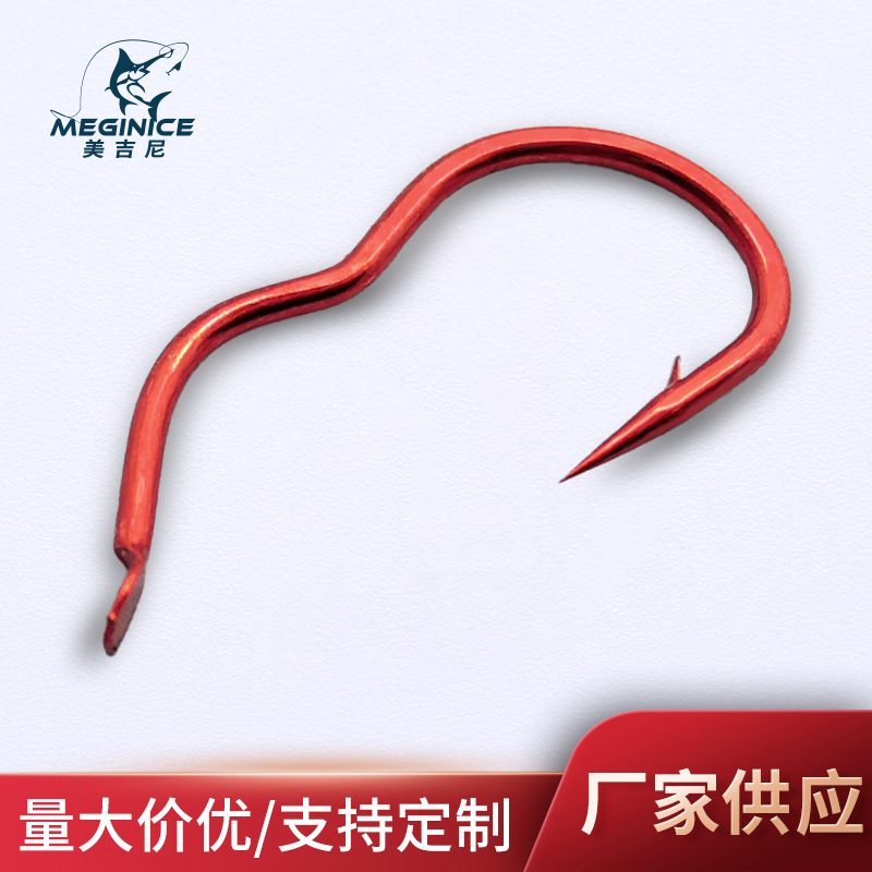 Golden Automatic Flipping Fish Hook, Red 3-Shaped Hook, Three-Bend Hook, Carbon Steel Crank with Barbs, Anti-Spitting Hook for Crucian Carp Wild Fishing