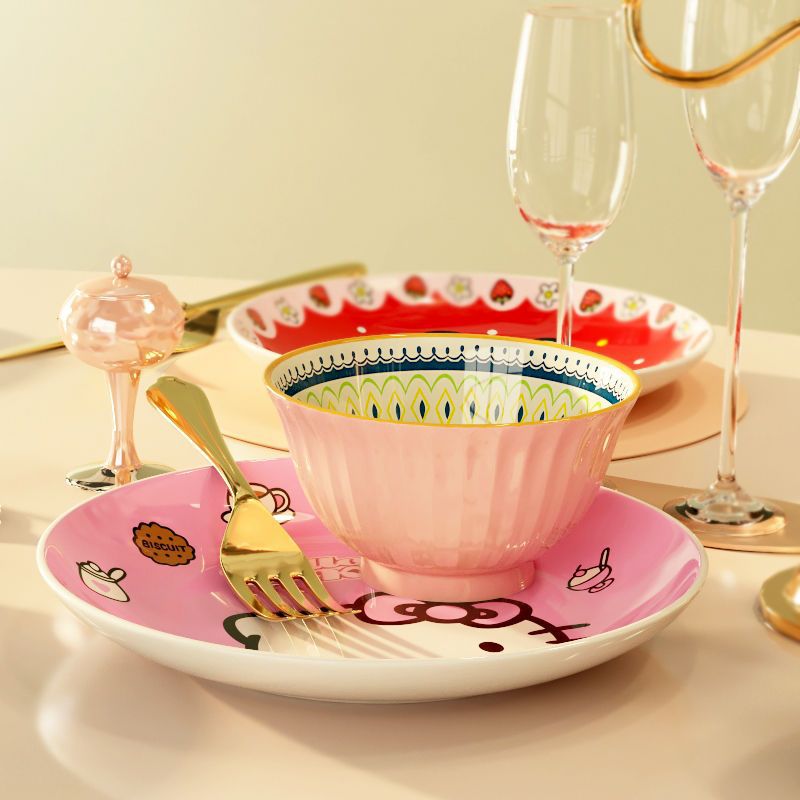 Creative and Stylish Plates for Home Use, Popular on Social Media, Cute and Girly Dish Plates, Western-Style Plates with Minor Flaws
