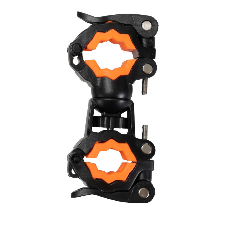 Bicycle lamp holder double hole quick release tool-free flashlight clip 360 degree rotating headlight fixed bracket lamp accessories