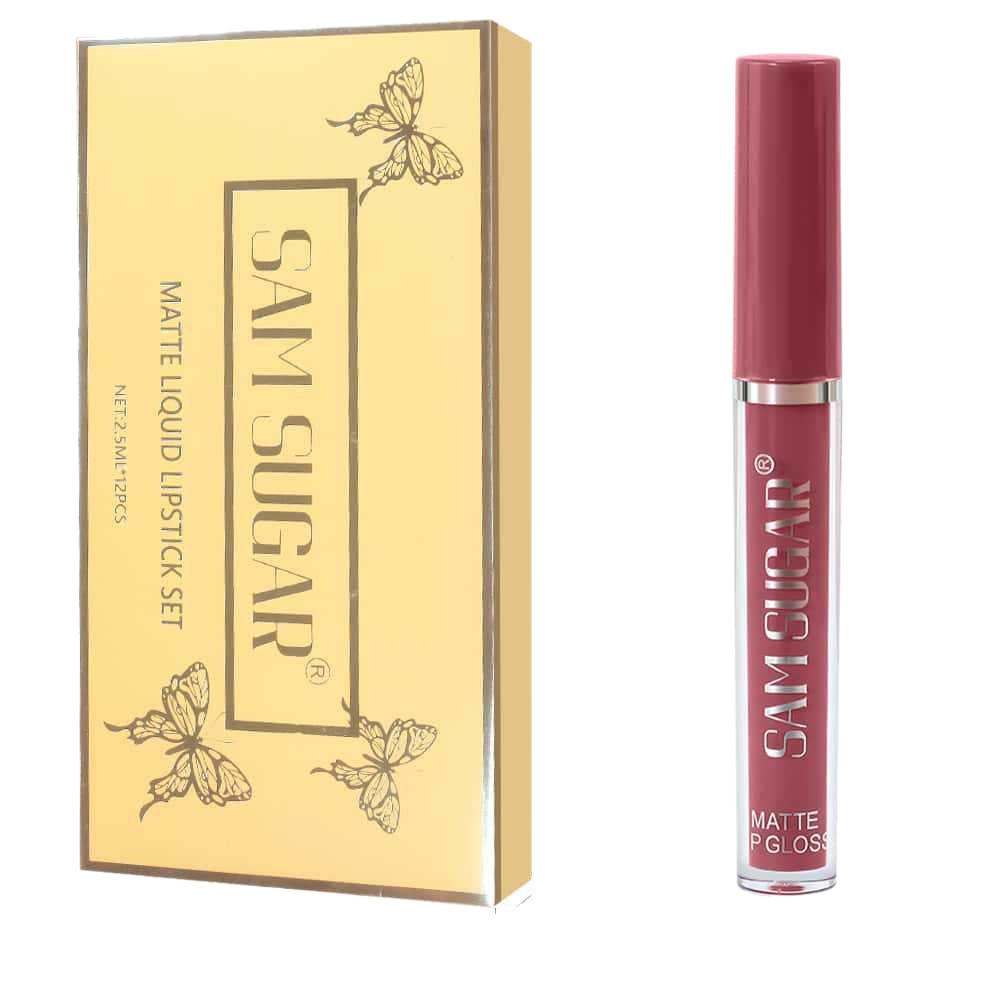 Cross-Border Sam Sugar Lip Gloss Set Matte Matte Non-Stick Cup Waterproof Non-Fading Lip Glaze Lipstick Makeup