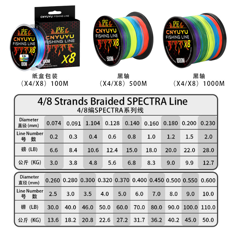 4 Braid 8 Braid 9 Braid 100.3m 500.1m Colorful 10.1m Colorful Fishing Line Pe Braided Line Fishing Line
