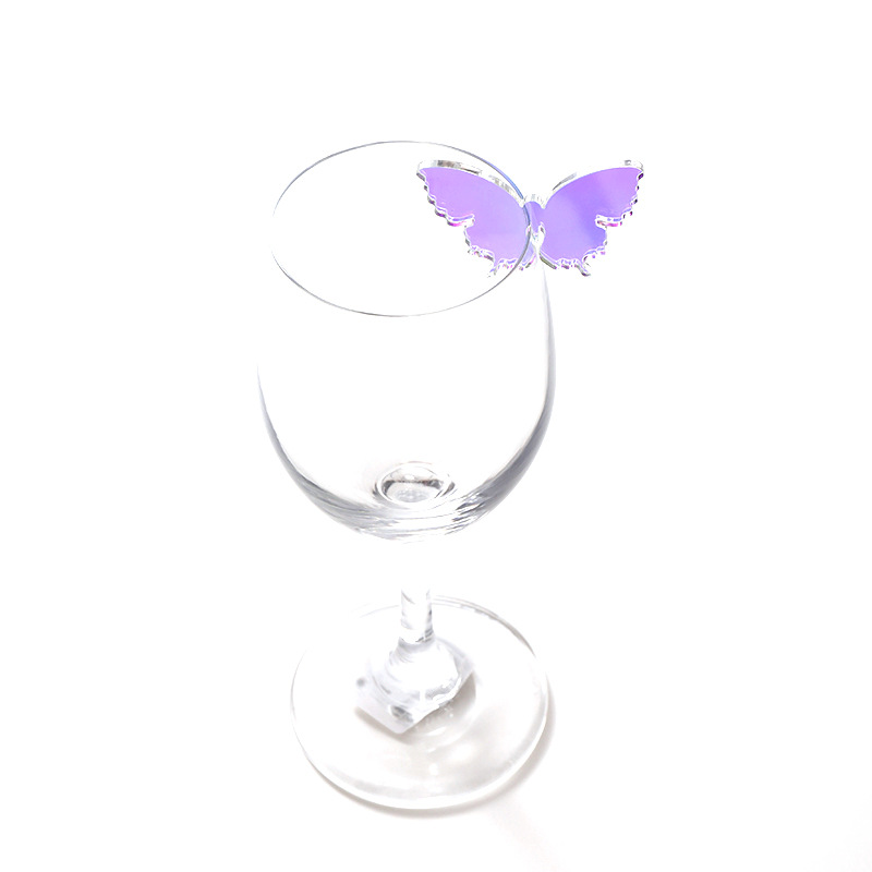 Tx Cross-Border Acrylic Wine Glass Plug-In Butterfly Multi-Color Ins Style Party Goblet Pendant Decorative Jewelry Modern