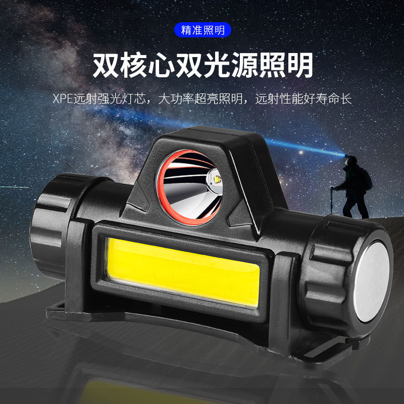 Headlight Strong Light Led Daily Charging Dual Light Source Magnet Hiking Mountaineering Night Fishing Outdoor Head-Mounted Work Light
