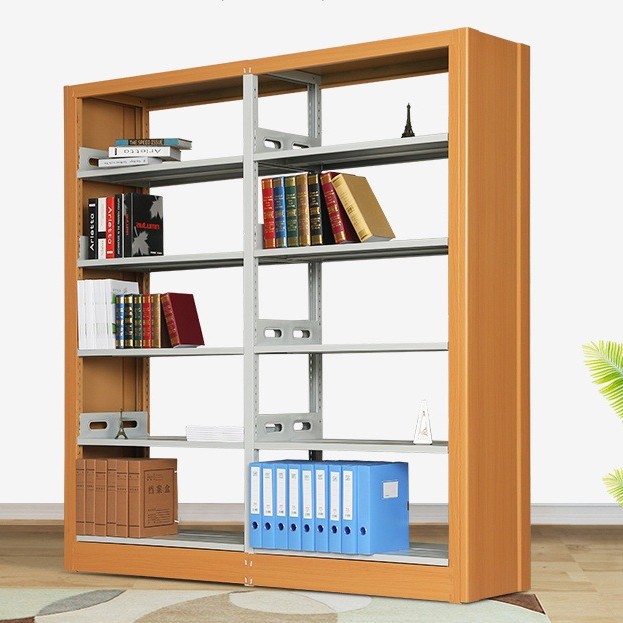 Factory Wholesale Study Library Multi-Layer Double-Column Double-Sided Single-Sided Storage Bookshelf Wooden Guard Cover Chengdu