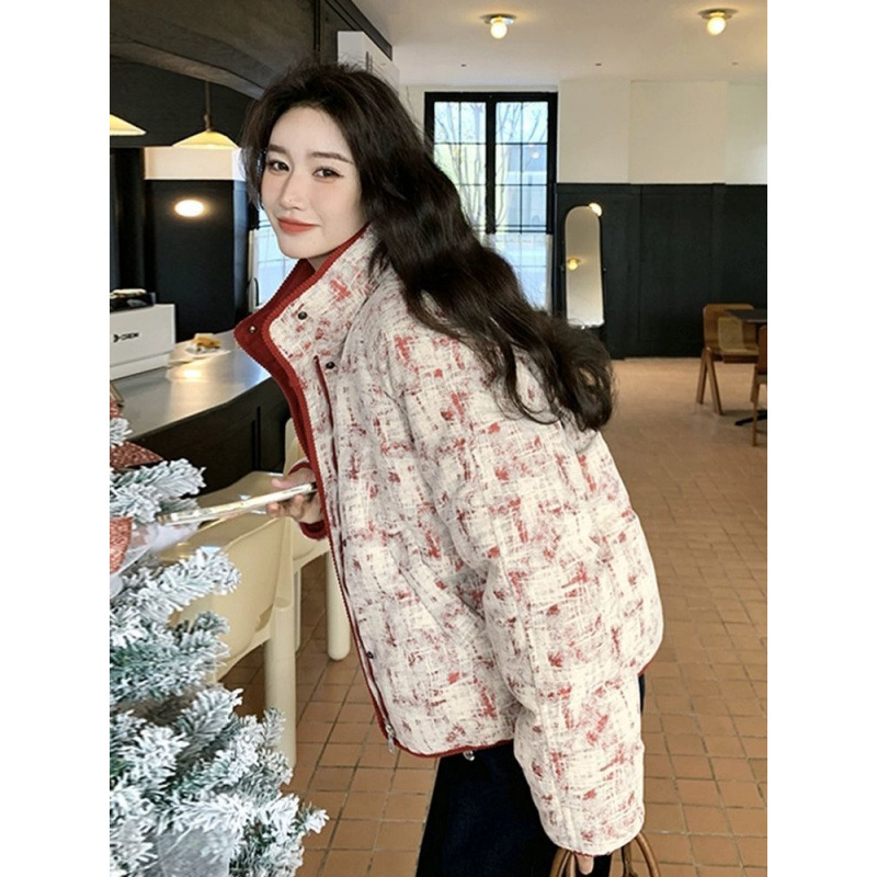 Red Chanel-Style down Jacket for Women, Winter, Age-Reducing, Stylish, Beautiful, White Duck down Short Coat, Trendy, with Tags