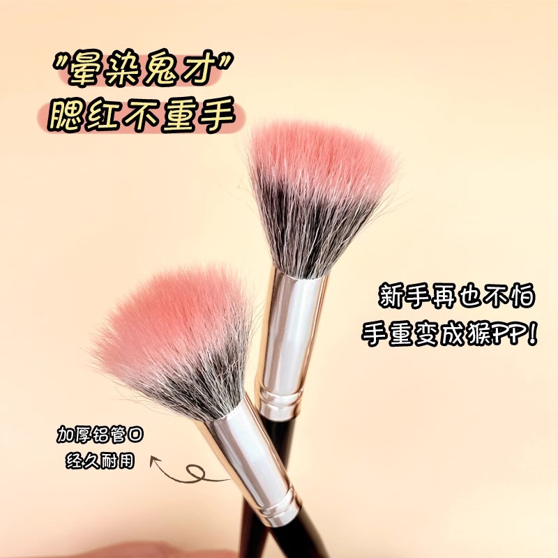 Pointillism Blush Brush, Imitation Wool Animal Hair Makeup Brush, Loose Powder Portable Brush, Round Head Concealer Brush, Mini Handheld
