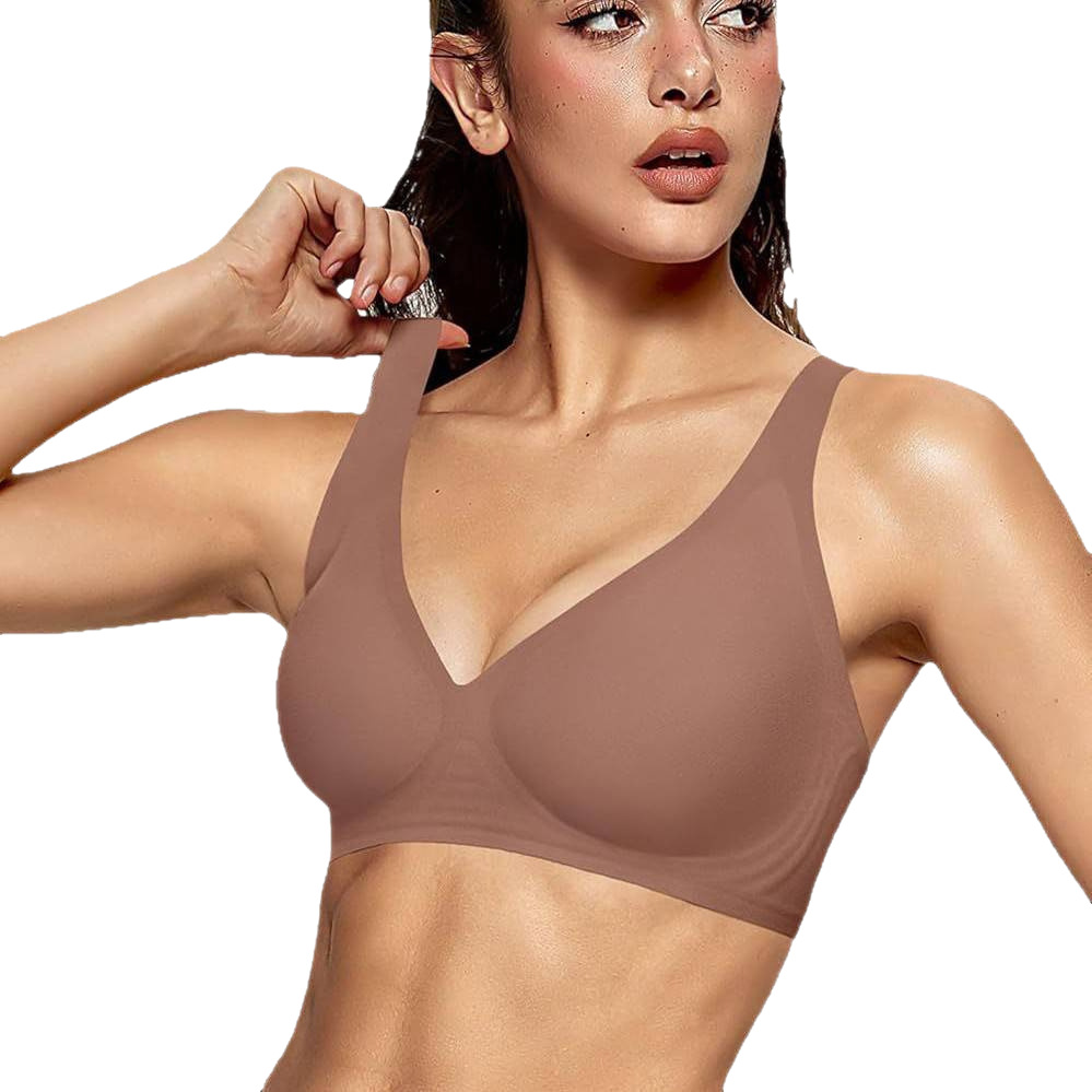 Oeak Women's Deep V Bra Wireless Comfort Bra Support Wireless Bra Teenage Push up Bra Women