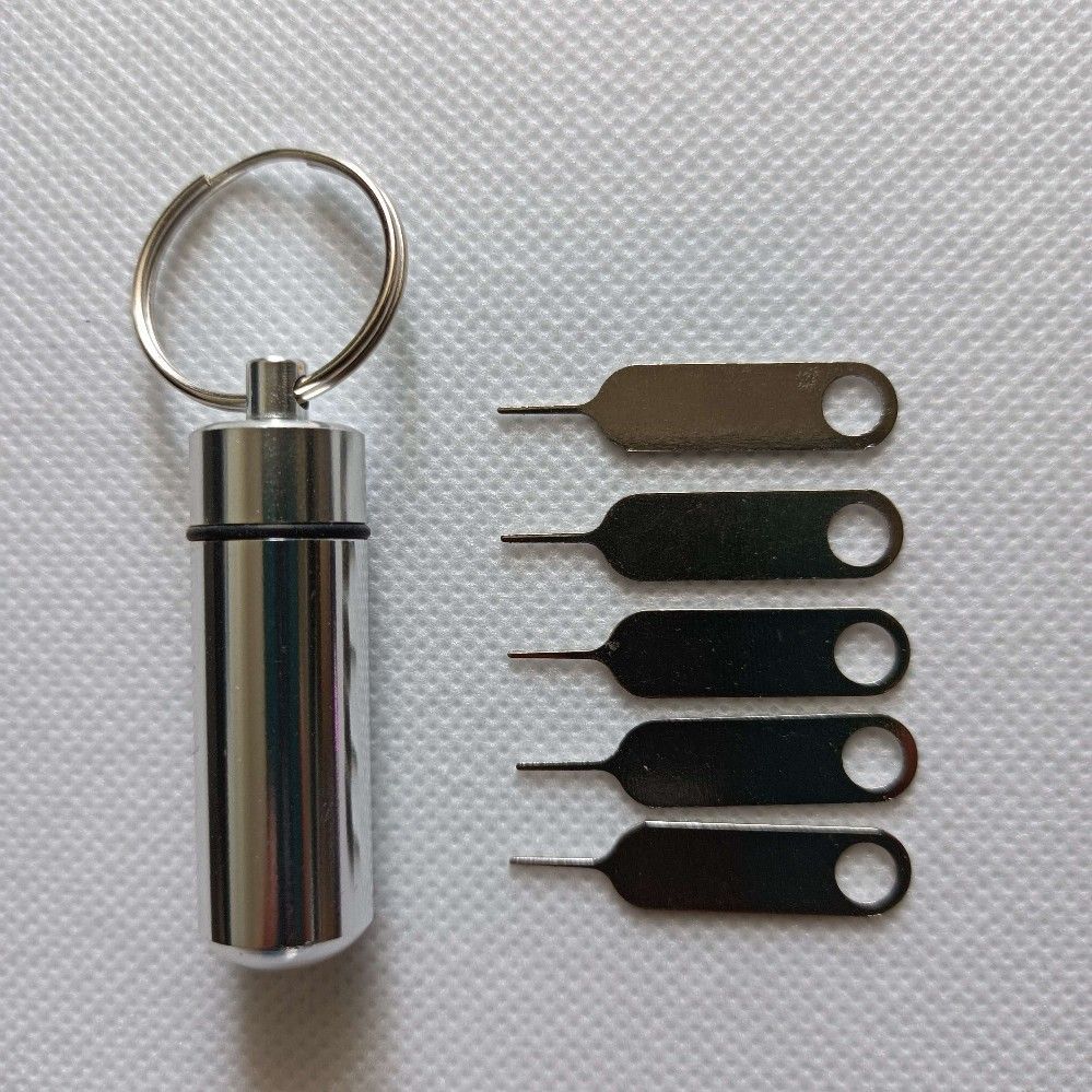 Portable Phone Card Removal Tool with Multifunctional Universal Card Changer, 5-Pack Card Removal Needle, Card Insertion Keychain, and Storage Bottle