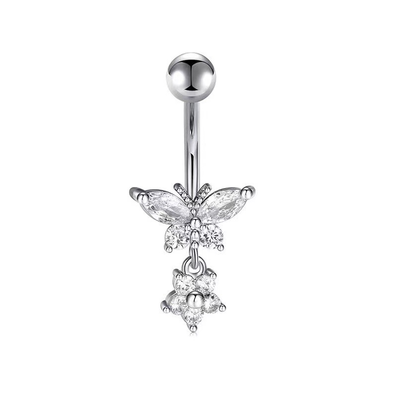 European and American Popular Butterfly Diamond Belly Button Ring Sexy Simple Belly Button Nail Piercing Jewelry Factory Direct Sales