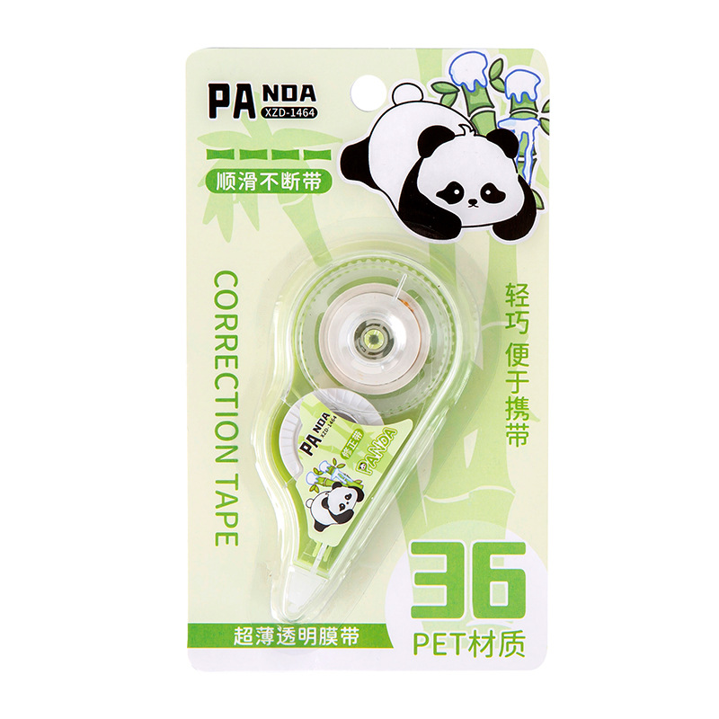 Cartoon Panda Correction Tape Student Cute Large Capacity Transparent Film Correction Tape Creative Learning Stationery Correction Tape