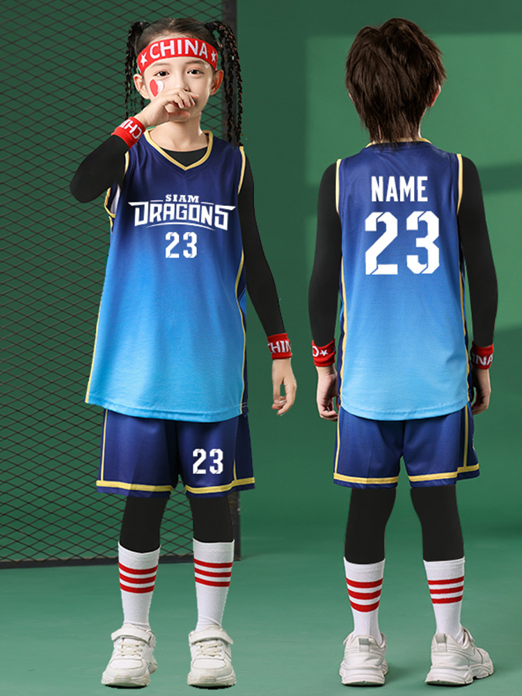 Children's Basketball Uniforms, Boys' Primary School Students' Autumn and Winter Sports Competition Women's Training Uniforms, Autumn and Winter Four-Piece Basketball Uniforms