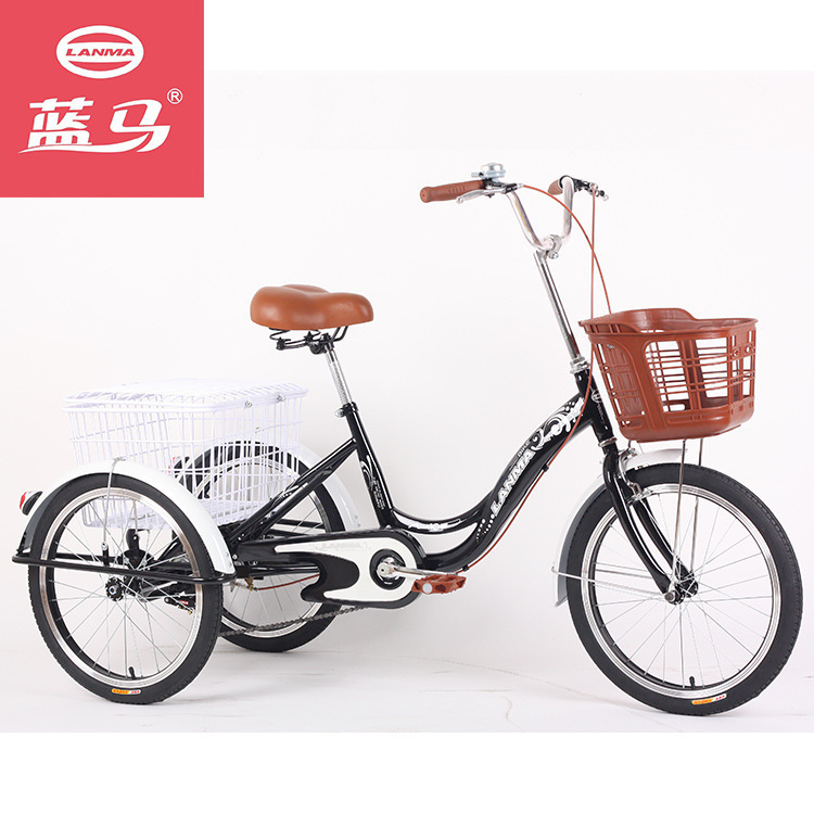 Прямые продажи завода Lanma оптом, 20-дюймовое трехколесное транспортное средство для пожилых, взрослый педальный трехколесный велосипед с рамой для груза