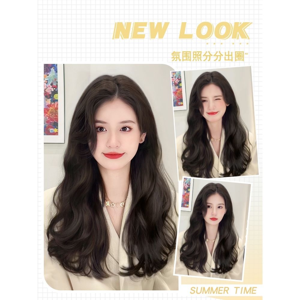 Wig Women's Three-Piece Long Hair Curly Hair Piece Fluffy Hair Volume Invisible Traceless Artificial Hair Large Wave Hair Extension Piece