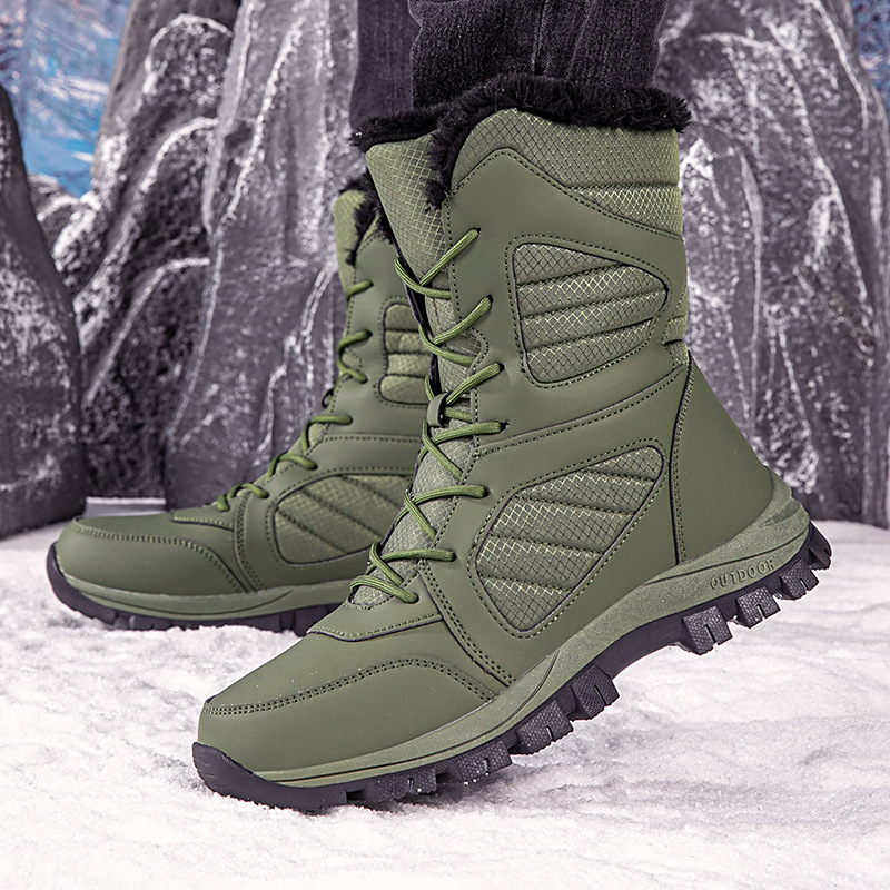 Cross-Border New Women's Winter High-Top Thickened Plush Cotton Boots Wear-Resistant Sports Outdoor High-Top Couple Shoes