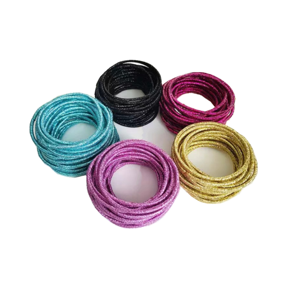 Cross-Border Labeling 2mm Glitter Kidsren's Rubber Band European and American Christmas Headband Golden Seamless Hair Band Plus Onion Basics