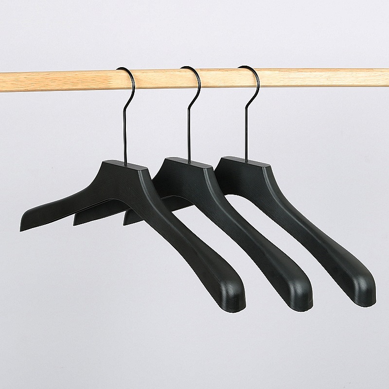 Imitation Wood Grain Black Plastic Clothes Hanger Men's and Women's Suit Non-slip Clothes Hanging Clothing Store White Seamless Wide Shoulder Clothes Brace Pants Clip