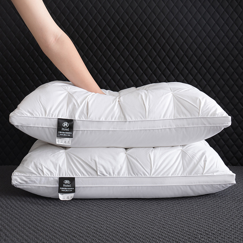 High-End Hotel down Pillow, White Goose down Pillow Core, No Collapse, No Deformation, a Pair of Home Cervical Spine Support Sleep Pillows