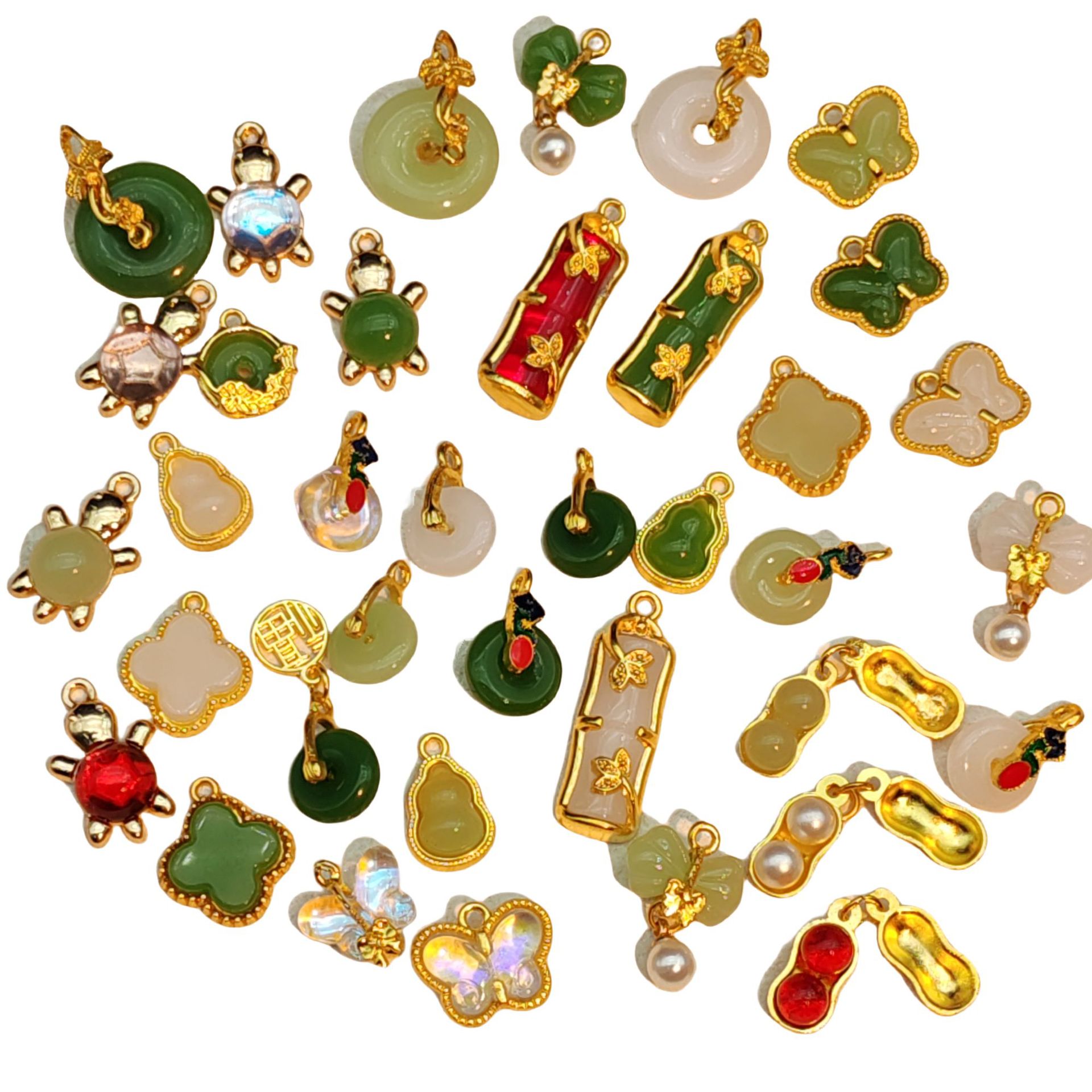 Alloy Jewelry Accessories Pendant Safety Buckle Blessing Word Transfer Beads National Style Retro Handmade DIY Bracelet Necklace Material