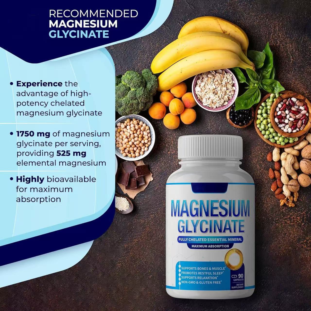 Spot Cross-Border Hot-Selling Magnesium Glycinate Complex Capsules Magnesium Complex Capsules