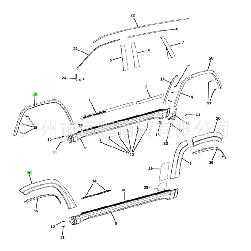 Suitable for Jeep 11-22 Grand Cherokee left front wheel eyebrow 1MP39RXFAE 1MP39RXFAF