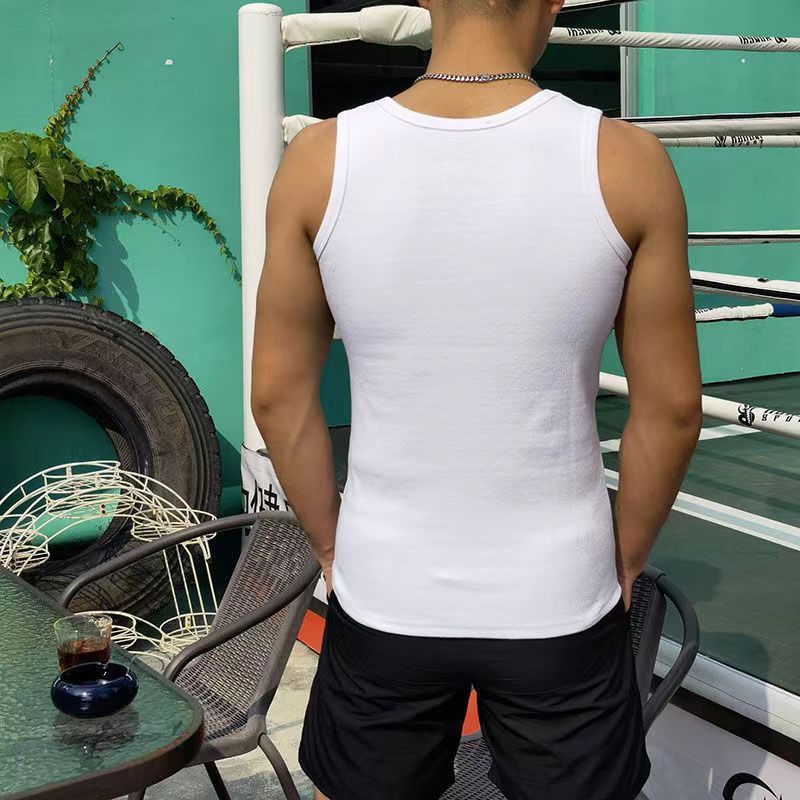 Men's vest fitness stretch cotton vest thickened thick thread 230g 2x 2 vest American sweat-absorbent sports vest