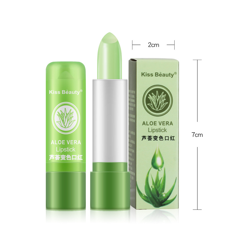 Kiss beauty Cross-border Aloe Lipstick Color-changing Lip Balm Repair Moisturizing Waterproof Anti-dry Crack Temperature-changing Lipstick