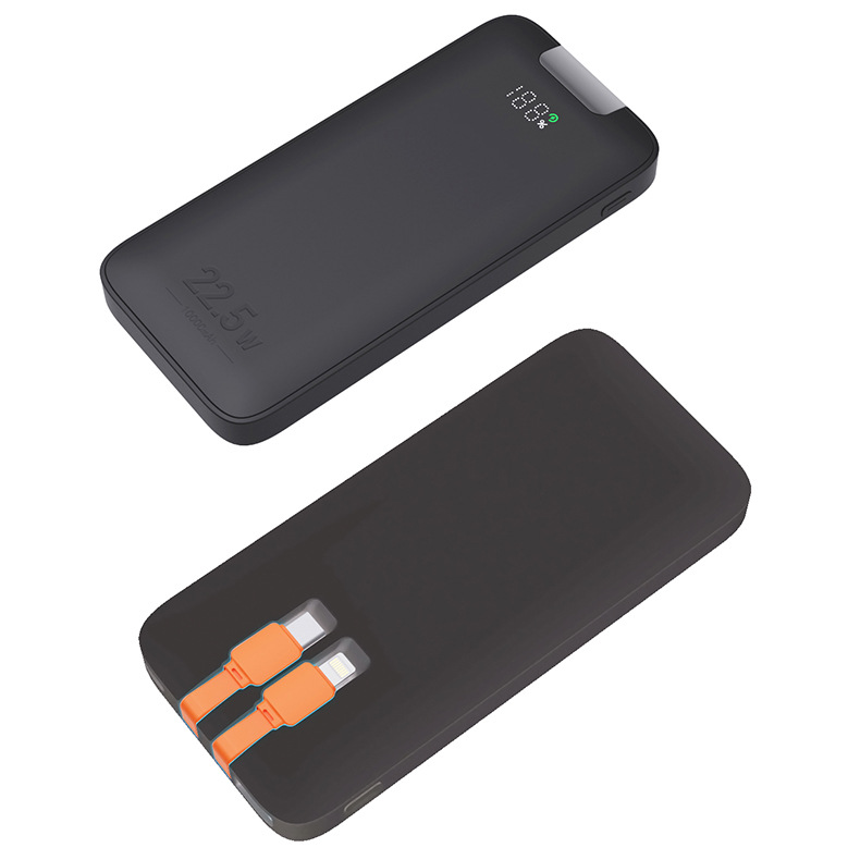 Digital Display fast charge Advertising Self-wired luminous power bank customized hand gift set 10000 mA color words